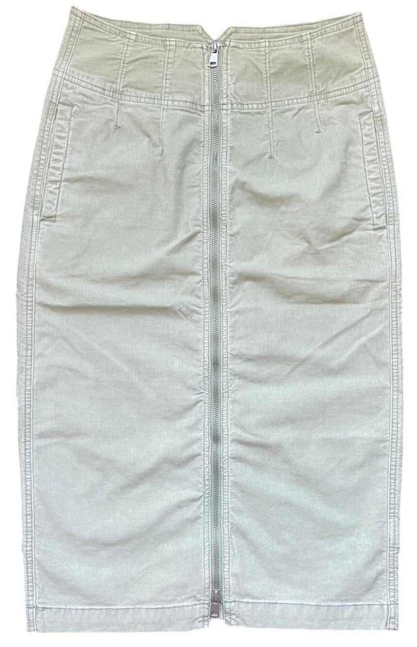 Free People We The Free Corduroy Skirt Full Zip, Size 27, Moss Color